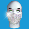 Rhinestone Mask - Rainbow Crystal on White