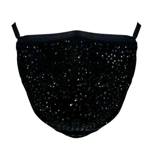 Rhinestone Mask - Black Crystal on Black – Lit Cosmetics