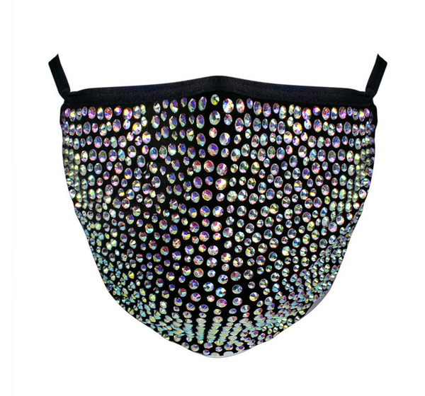 Rhinestone Mask - Rainbow Crystal on Black – Lit Cosmetics